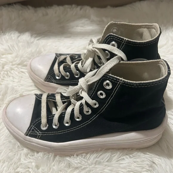 Converse platform Black High-Top Sneakers with White Accents size 7 - Picture 4 of 10